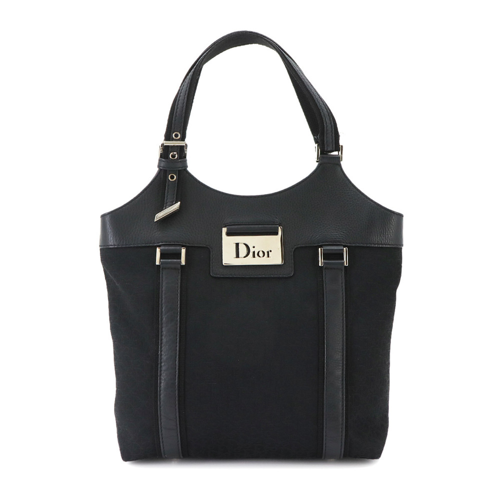 Christian Dior Trotter Street Chic Tote Handbag, Canvas and Leather, Black